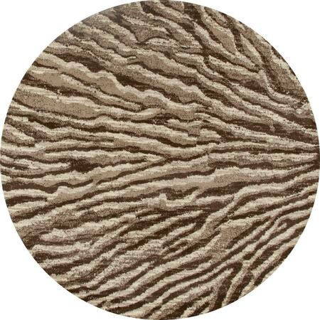 ART CARPET 8 Ft. Troy Collection Ripple Woven Round Area Rug, Beige 26082